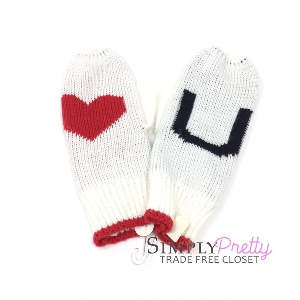 Tucker + Tate White Heart U Mittens Big Girls NEW